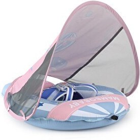 Resim Mambobaby Hot Air Balloon Emniyetli Gölgelikli Ve Ayak Destekli Yüzme Simidi - Mavi 