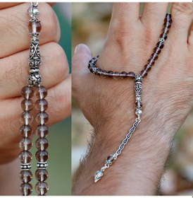 Resim Ufak Boy Gümüş Tasarım Dumanlı Kuvars Tesbih 