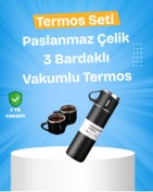 Resim AyrStore Isıyı Uzun Süre Koruyan 500 ml Termos Seti | Çelik Gövde, 2 Bardaklı, Hediye Kutulu 