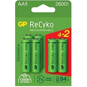 Resim GP Recyko+ 2700 Aa Kalem Ni-mh Şarjlı Pil, 1.2 Volt, 6'lı Kart 