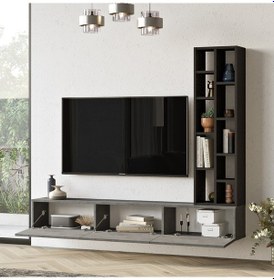 Resim Robin Home Diego Tv Ünitesi Tv Sehpası Kitaplık 175Cm Beton-Siyah (511688753) 