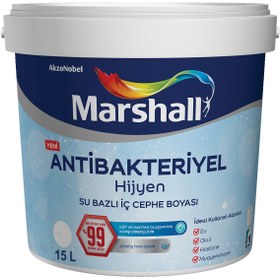 Resim Marshall Antibakteriyel Hijyen Ipek Mat Iç Cephe Boyası Sedef Işıltısı 15 Lt (20 KG) 