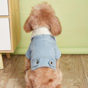 Resim Küçük ve Orta Boy Köpekler İçin Polar Astarlı Rahat Kot Evcil Hayvan Ceketi - Sıcak Kışlık Mont, Çıtçıtlı Kapatma 
