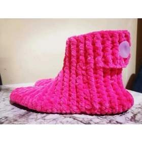 Resim Merut Style E Lörgüsü Kadife Ip Pembe Düğme Detaylı Ev Botu Panduf 