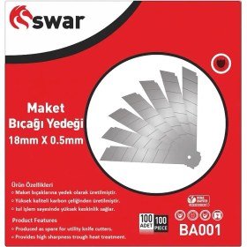 Resim Mena Rise Bıçağı Yedeği, 18 mm x 0,5 Mm, Karbon Çelik, Ultra Keskin, Dayanıklı Uç, 7 Kırımlı, Endüstriyel Kesici Bıçak, Yedek Parça, Detay Kesim (Kutulu, Adet, 100) 
