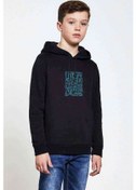 Resim Love Joy Peace Baskılı Unisex Çocuk Kapüşonlu Siyah Sweatshirt (528627210) Siyah 