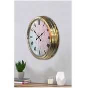 Resim Altın Gold Rengi Metal Çerçeveli Salon Ofis Duvar Saati 40 Cm (531937991) 