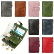 Resim FOREVER MIYIN Vintage Üç Katlı Cüzdan Kadınlar İçin - Büyük Kapasite, Çift Fermuar, Çıkarılabilir Kimlik Penceresi, Çıtçıt Kapatma, Çeşitli Renklerde (Yeşil, Kahverengi, Pembe, Kırmızı, Siyah, Mavi, Mor), Sevimli Cüzdan 