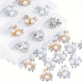 Resim 20 adet Yapay İnci Taşlı Çiçek Şekilli Aksesuar, Kolye Bilezik Anahtarlık Takı Yapımı İçin Mükemmel 