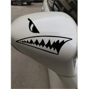 Resim Köpekbalığı Diş Dikiz Ayna Özel Yeni Sticker 1 Çift 8*20 cm 