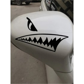 Resim Köpekbalığı Diş Dikiz Ayna Özel Yeni Sticker 1 Çift 8*20 cm 