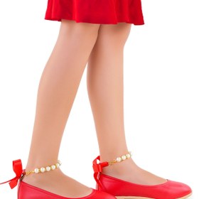 Resim Kiko Kids Blanch Cilt İncilli Lastikli Kız Çocuk Babet Ayakkabı Kırmızı 