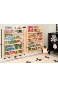 Resim Olcay Aksesuar Montessori 1 Adet 105 cm Kitaplık Çocuk Bebek Odası Duvar Rafı Ahşap Raf 