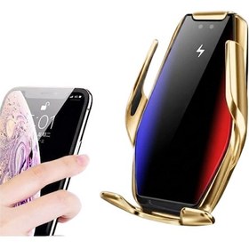 Resim Flzdgnkr Otomatik Açılan Araç Telefon Tutucu Kablosuz Şarj Ve Tek Elle Kullanım 