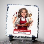 Resim Mutfak Profesörü Anne Karikatürlü Taş Baskı 