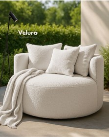 Resim Velura Home & Living Miz Berjer & Puf & Armut & Tekli Koltuk & Dinlenme Koltuğu - Beyaz 