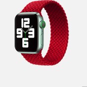 Resim Apple Watch 42mm Uyumlu Kordon Hasır Örgü Esnek KRD-32 Large Kayış Kırmızı 