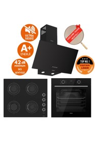 Resim Ferre FryArt&SilentArt MODE Sessiz Siyah Ankastre Set ( D086-SA + XE63CS +CS205-FA FlameART) 