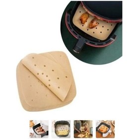 Resim 100 Adet Air Fryer Pişirme Kağıdı Tek Kullanımlık Yapışmaz Delikl 