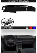 Resim Torpido Koruma Halısı Siyah Kenar Renk Siyah Renault 9 Broadway İle Uyumlu 