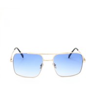 Resim MOBGİFT Gold Metal Çerçeveli Mavi Degrade Camlı Kare Unisex Güneş Gözlüğü 