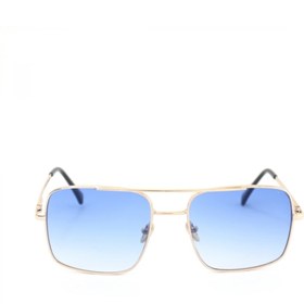 Resim MOBGİFT Gold Metal Çerçeveli Mavi Degrade Camlı Kare Unisex Güneş Gözlüğü 