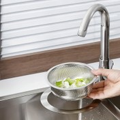 Resim 1 adet Yer Tasarruflu Paslanmaz Çelik Mutfak Lavabo Süzgeci - Yiyecek Atıkları ve Sebze Filtreleme için İdeal, Verimli Su Akışı için Dayanıklı Metal Süzgeç Sepeti, Sebze Süzgeci | Delikli Tasarım | Paslanmaz Süzgeç, Lavabo Süzgeci 
