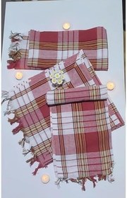 Resim MQM, Türk Hamamı Pestemal Kırmızı 70x140cm 3 Lü Set, Kırmızı, 153051482 
