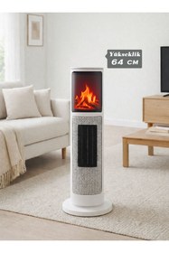 Resim Hoogar German 2075 L White Oben Seri OLED Şömineli Ekran Dijital Kule Tipi Turbo Hızlı Isıtıcı 
