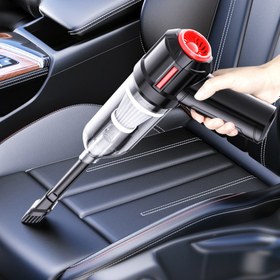 Resim Suitu Kablosuz El Tipi Araba Camları ve Zor Ulaşılabilir Alanlar için Elektrikli Süpürge - Kablo İle Çalışmayan Mini Toz Üfleyici, 4000mAh Şarj Edilebilir Pil, 50W Güçlü Emiş, 60dB Sessiz İşlem, USB ile Çalışan, Hafif Tasarım (Siyah & Kırmızı), Taşınabilir Vakum | Kompakt Temizleyici | Hafif Vakum, Araba Elektrikli Süpürgesi 