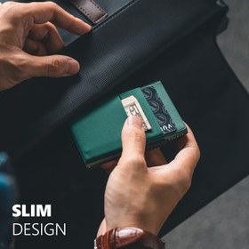 Resim EDC Bölmeli ve Kimlik Pencereli Kredi Kartı Cüzdanı, İnce Metal Gövde, Pop-Up Kart Mekanizması - Kırmızı 