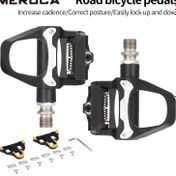 Resim MEROCA-R26 yol bisikleti kilitleme pedalı, kilitleme pedalı, kilitleme plakalı rulman pedalı SPD sistemi, ayarlanabilir gerilim tasarımı, standart dişli delik 14mm 