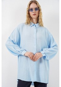 Resim Bigdart Kadın Dokulu Oversize Tunik 5989 - Mavi 