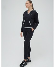 Resim Kadın Uzun Kol Kapüşonlu Siyah Eşofman Takım C3t7n9o02 001 