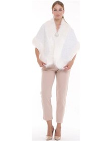 Resim Furrier Geniş Kesim Taşlı Bolero Beyaz 