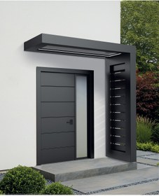 Resim KORRAIN KORAKS VIELA SUN- ALÜMİNYUM KAPI ÜSTÜ SUNDURMA- GÜNEŞ KIRICI MODEL-DRENAJLI SİSTEM-SAĞ 