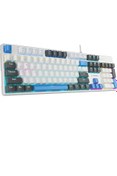 Resim Rampage Nimbus Mekanik Klavye Beyaz USB Rainbow Türkçe Red Switch 26 Tuş Anti-Ghosting Oyuncu Klavyesi 