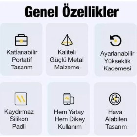 Resim coofbe Tsrmx Portatif Katlanabilir Yükseklik Ayarlı Laptop Standı Laptop Sehpası Ayarlanabilir Tasarım 