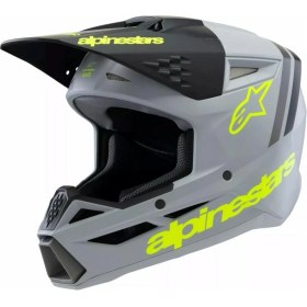 Resim Alpinestars Sm3 Youth Radium Off-Road Çocuk Genç Motosiklet Kaskı Gri Siyah Sarı 