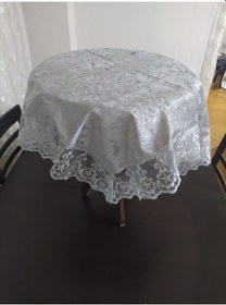 Resim Fiskos Örtüsü Kadife Kumaş Dantel Kenar 