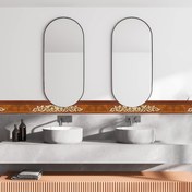 Resim 1 Adet Lüks Modern Mutfak & Banyo Duvar Eteği Sticker - Kendinden Yapışkanlı Su Geçirmez Yağ Dirençli Plastik Kenar Süsü, Altın Çiçek Desenli, Kolay Yapıştır ve Çıkar, Tezgah Kenarı Koruma, Ahşap Görünümlü Tasarım, Şık Dekor Aksesuarı, Ahşap Bitiş, Kolay Kurulum 