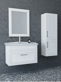 Resim NETDEKO Monaco 80 Cm Banyo Dolabı-beyaz(boy Dolap Dahil ) 