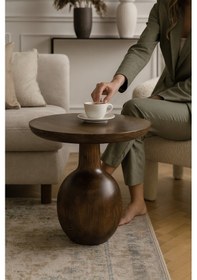 Resim Larin Ahşap Orta Sehpa Ceviz Renk Mantar Sehpa Ceviz 