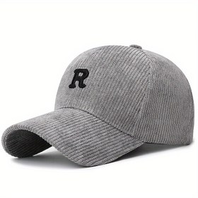 Resim Bir 3D Nakışlı 'R' Harfi ile Örgü Beyzbol Şapkası, Bu Düz Renk Ayarlanabilir Yapılı Şapka Sonbahar ve Kış için Moda Bir Aksesuardır. 