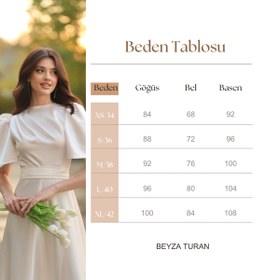 Resim BEYZATURAN Velora kısa kol kloş etek bisiklet yaka beyaz elbise/abiye 
