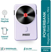 Resim Phixi Force PW14 10000mAh 22.5W Kendinden Kablolu MagSafe Powerbank - Kablosuz Mini Şarj Cihazı - 1 PD Port - Dijital Ekran - Taşınabilir Şarj Cihazı 