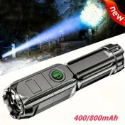 Resim 1 adet Anyice Süper Parlak USB Şarj Edilebilir El Feneri, 400-1.0mAh Lityum Pil, Su Geçirmez Dokulu Tutuş - Kamp, Sırt Çantası ve Yürüyüş için Mükemmel, USB Kablosu Dahil, Şarj Edilebilir El Feneri 
