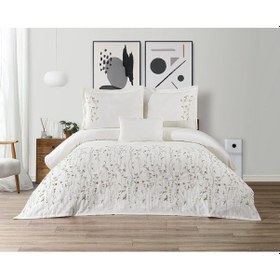 Resim Bohem Çiçekli 4 Parça Kahverengi Pike Takımı 240 X 260 Cm Kahverengi 