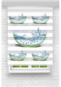 Resim Perdecizade Enxboy Mavi Karpuz Dijital Baskılı Zebra Perde-cocuk Odası-stor Perde Renkli 