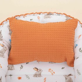 Resim Babynest ve Yastık - Çift Taraflı - Turuncu Petek - Kahverengi Tavşan 